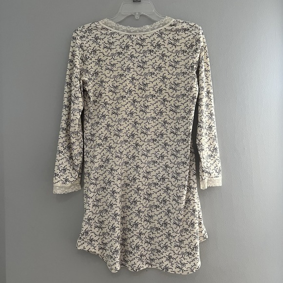 Ralph Lauren Nightgown Size Small Ivory Floral Cotton lace Ribbed pajama dress‎ - Picture 2 of 6